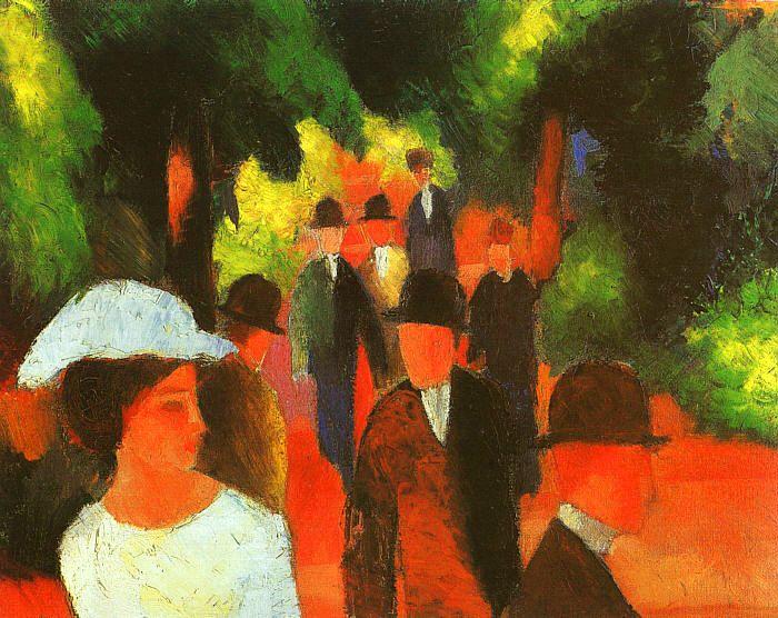 August Macke Promenade with Half Length of Girl in White oil painting picture